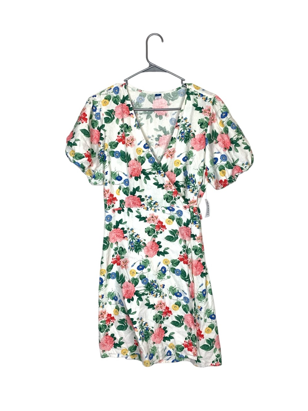NWT Old Navy floral linen puff sleeve mini dress size xl cottage core garden